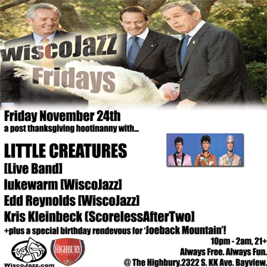Flyer for WiscoJazz Fridays on 2006-11-24.