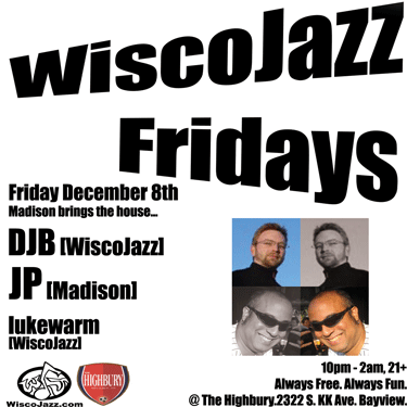 Flyer for WiscoJazz Fridays on 2006-12-08.