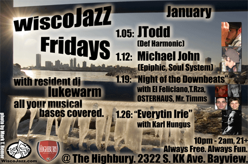 Flyer for WiscoJazz Fridays on 2007-01-12.