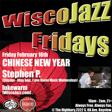 Flyer for WiscoJazz Fridays on 2007-02-16.