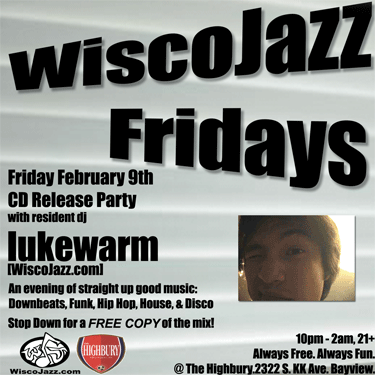Flyer for WiscoJazz Fridays on 2007-03-09.