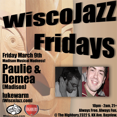 Flyer for WiscoJazz Fridays on 2007-03-23.