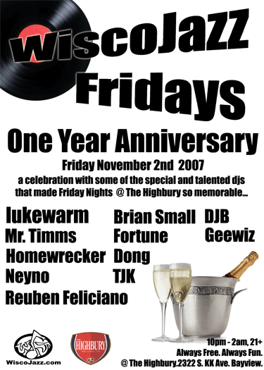 Flyer for WiscoJazz Fridays on 2008-02-01.