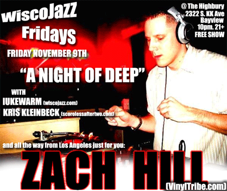 Flyer for WiscoJazz Fridays on 2008-02-08.
