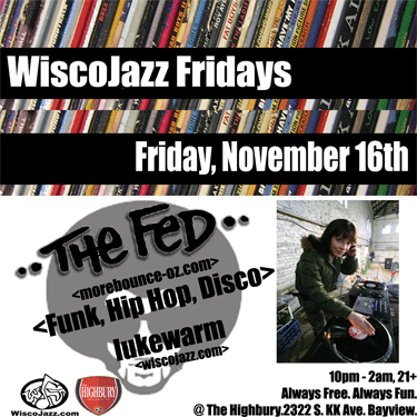 Flyer for WiscoJazz Fridays on 2008-02-15.
