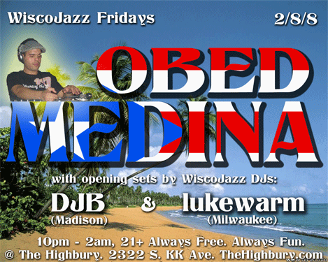 Flyer for WiscoJazz Fridays on 2008-04-11.