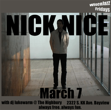 Flyer for WiscoJazz Fridays on 2008-05-09.