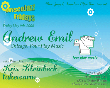 Flyer for WiscoJazz Fridays on 2008-07-11.