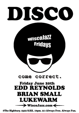 Flyer for WiscoJazz Fridays on 2008-08-22.
