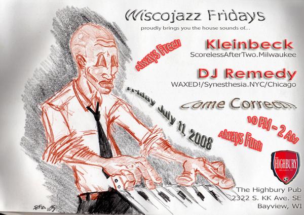 Flyer for WiscoJazz Fridays on 2008-08-29.