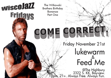 Flyer for WiscoJazz Fridays on 2009-01-23.