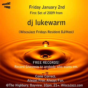 Flyer for WiscoJazz Fridays on 2009-02-27.