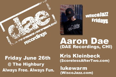 Flyer for WiscoJazz Fridays on 2009-08-28.