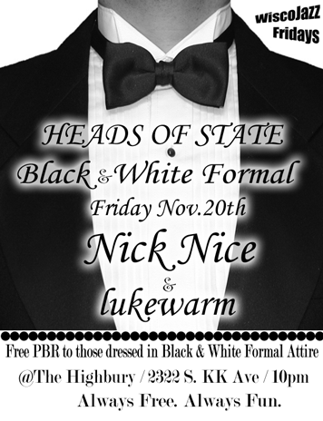 Flyer for WiscoJazz Fridays on 2010-02-12.