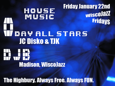 Flyer for WiscoJazz Fridays on 2010-04-09.