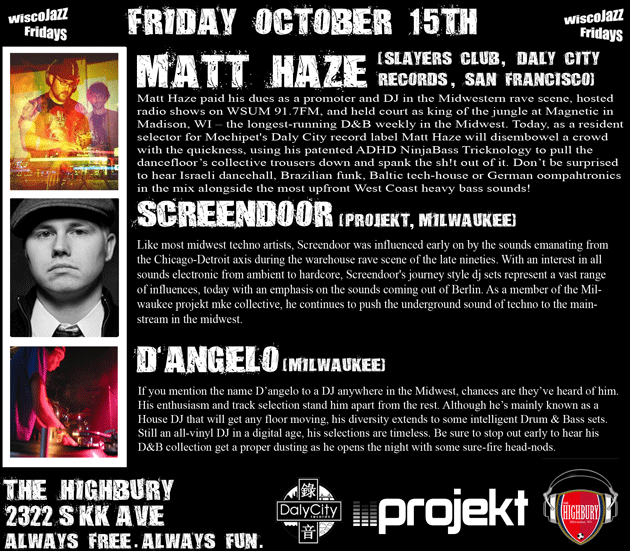 Flyer for WiscoJazz Fridays on 2010-12-10.