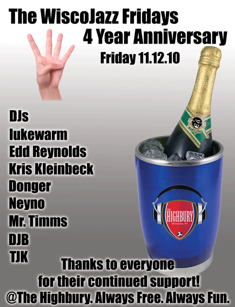 Flyer for WiscoJazz Fridays on 2011-01-07.